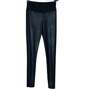 Assets by Spanx Black Faux Leather Front Panel Leggings Size Small